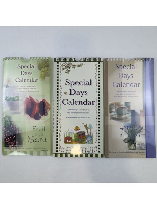 Christian Art Gifts Other - Special Days Calendar Set Of 3 Inspirational Scripture Verses Spiral-Bound NEW